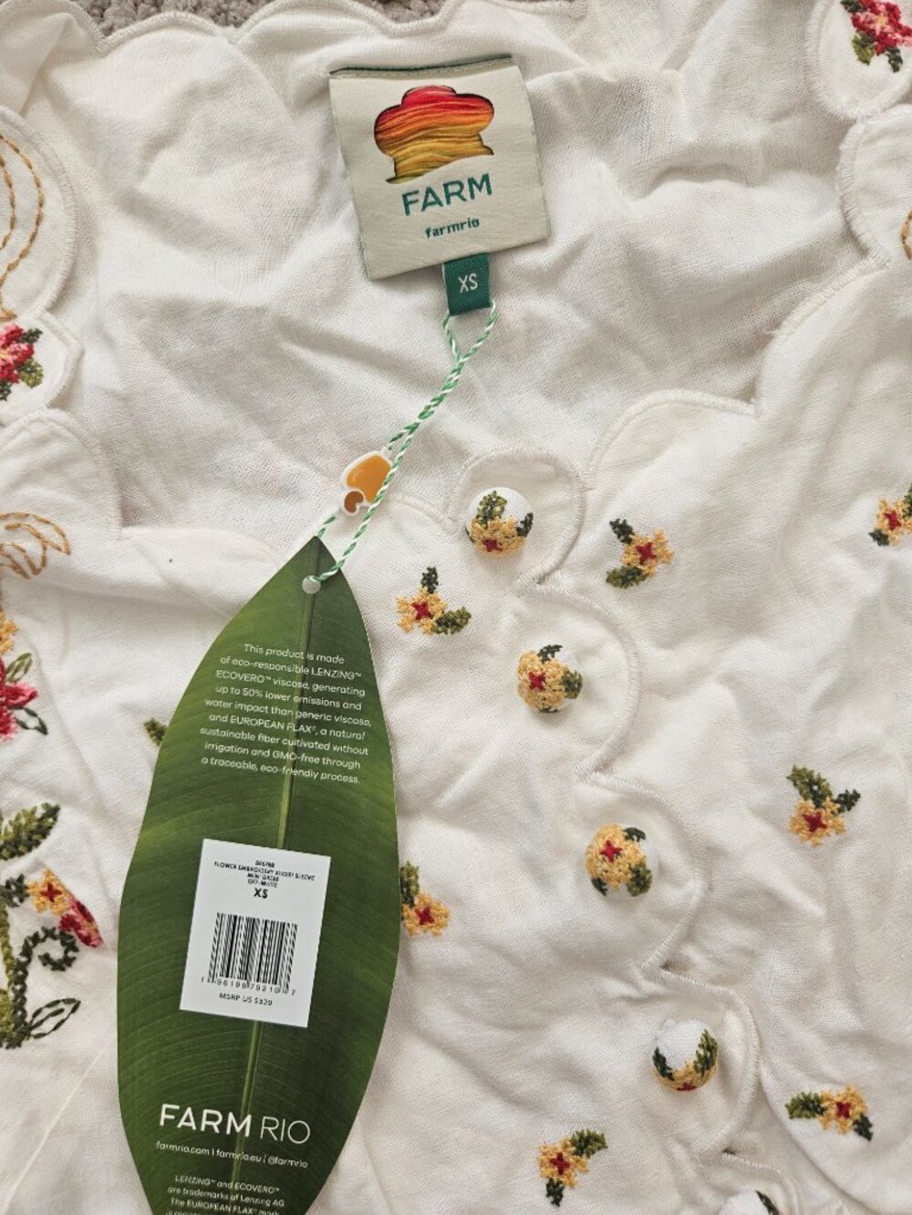 Farm Rio Embroidered Flower Dress XS - Picture 2 of 5